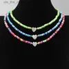 Chokers fashionabla boho naturliga hjärtskal pärlhalsband 4mm färgglada polymer lera hänge halsband handgjorda strand kvinnor smycken gåvac24326