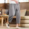 mens Cott And Linen Solid Color Casual Pants Japanese Linen Sports Slim Pants Feet Loose Trousers For Male Pantal Homme R5nW#