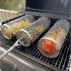 Forks BBQ stainless steel smoke net barbecue barbecue cylinder barbecue cylinder shaped outdoor portable barbecue net rotating roller