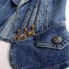 Kvinnors tankar Spring Autumn Short Denim Vest Women Fashion Suit Collar Zipper Cowboy Sleeveless Jacket Casual Slim Jeans Waistcoat W228