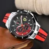 Montres-bracelets pour hommes 2024 Nouvelles montres pour hommes Six points Tout le cadran fonctionne Montre à quartz Ferrar Top Marque de luxe Chronographe Horloge Ceinture en caoutchouc Mode Voiture de course F1 3725