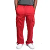 Anpassade logotyp Herrarna Solid Cargo LG Pants 2022 Ny casual Fi Trend Cool Loose DrawString Pockets Oversize Male Sport Trouser Q1pq#
