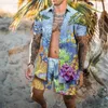 plage imprimé Hawaii Set hommes 2pcs chemise impression 3D lâche loisirs manches courtes plage shorts chemise vacances fi deux pièces ensemble U6c2 #