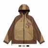Лоскутные водонепроницаемые уличные куртки мужские весенне-осенние с капюшоном куртка-бомбер повседневная уличная свободная молния цветных блоков пальто пара V6sD #