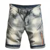 Vintage Jeans Splicing Shorts Hommes Summer New Fi Hip Hop Droite Délabré Genou Denim Pantalon Homme Streetwear m5vh #