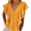 Camicette da donna Camicia da donna Elegante scollo a V con maniche a volant Camicetta ampia vestibilità streetwear Top per l'estate elegante casual moda donna