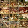 Cross-Stitch Paint by Numbers for Adults Chicken Farms Picture on Wall Loft Acrylic Paint 40x50cm Photo Frame Decoration Home Diy Ca Art