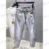 Mäns jeans 2024 Nya gråa mens jeans trendiga casual modemärke mångsidig high end design smal fit rak ben lösa denim byxor t240326