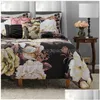 Conjuntos de cama Mainstays Preto Floral 10 Peça Cama em um Saco Consolador Conjunto com Lençóis Q230920 Drop Delivery Dhj8n