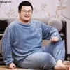 new Plus Size Winter Men's Flannel Pajamas Sets Soft Crims Home Clothes for Men Casual Leisure Nightgown Sleepwear Suit Male u2Np#