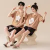 Korean Fi Cott Nightwear för älskare Kvinnor och män som matchar Carto Söta Pijamas Kort Slee Top ShortsloungeWear O2FE#