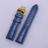 Bracelet de montre accessoires Alligator Grain cuir véritable bracelet de montre bleu sangles 14mm 16mm 18mm 20mm 22mm boucle papillon new277V