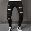 Männer Neue Streetwear Ripped Patch Dünne Jeans Hosen Stilvolle Männliche Löcher Casual Bleistift Denim Hosen Z48G #