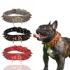 Collares para perros Anti-mordidas Perros de cuero para mascotas Medio afilado para collar con tachuelas Collar en pulgadas Ancho Grande Lujoso acolchado 2