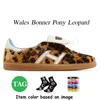 2024 Original OG Handball Spezial Notitle Wales Bonner Pony Leopard Shoes Дизайнерские туфли для мужчин и женщин Классические домашние розовые бархатные черно-белые кроссовки на платформе с резинками