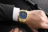 Wristwatches Luxurious Circle Design Quartz Men Golden Stainless Steel Watch Date/Week Functions Luxury Diver's Clock Man