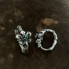 Stud Earrings Retro Hoop For Women Men High Quality S925 Sterling Silver Emerald Zircon Original Personalized Jewelry