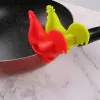 Draagbare Pot Clips Keuken Cartoon Siliconen Plastic Pot Zijclip Anti-verbranding Lepel Houder Ondersteuning Rack Keuken Koken Gereedschap