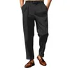 Calças masculinas com pregas e cintura expansível Classic Cut Outwear Memory Foam Chinos Pants Men 12 Sock 34FG #