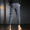 Streetwear Fi Hommes Jeans Pantalons Épissé Designer Élastique Slim Fit Casual Pantalon Cargo Hombre Hip Hop Joggers Hommes Salopette u0lA #
