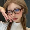 Sunglasses Vintage Oval Frame Glasses Girl Optical Reading Computer Anti Blue Light Red Transparent Fashion