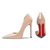 Red Shiny Bottom High Heels Designer Frauen Schuhe 6 cm 8 cm 10 cm 12 cm dünne Heels Nackt schwarzes Patentleder Sommer Luxusmarke Sandalen mit Staubbeutel Größe US4-13