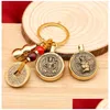 파티 호의 Feng Shui Brass Calabash Coins 중국 Zodiac Key Chain Fortune Wu Lou 행운의 부의 성공 키링 펜던트 Christma Dhh0h