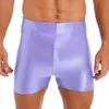 Glänzende Herren-Shorts, kurze Hosen für Herren, Badebekleidung, glatte, elastische Boxershorts für Sport, Fitnessstudio, Yoga, Surfen, Badehose 02uU #