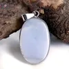 Hanger Kettingen Een Echte Natuurlijke Edelsteen Blauwe Chalcedoon Agaat Cabochon Kralen Kristallen Ketting Vrouwen Accessoires Bijou Sieraden 761