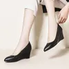 Dress Shoes Pointed Cowhide Work Women's High-heeled Office Slope-heeled El Stewardess's