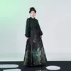 Skirts 2024 Chinese Style Gold Woven Green Feather Ancient Suit Daily Printing Horse Face Skirt