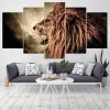 5 paneles de pintura en lienzo, arte de pared Modular, animales, León, imágenes familiares, póster impreso en HD, decoración para el hogar, sala de estar, marco moderno