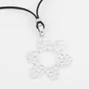 Pendant Necklaces Silver Color Large Abstract Hollow Flower Necklace Long Black Rope Statement Jewelry Gift For Women