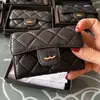 Mini Cowhide Purse Caviar Bag Designer Womens Card Holder Leather Diamond Gold Hardware Metallic Clasp Luxury Clutch Bags Multi-Layer Card Holder Classic Black 11cm