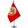 Accessoires 14x21cm Bureau Vlag USSR Banner Vergadertafel Stand Paal Sovjet Nationaal Embleem Kast Vlag Set Vergaderzaal Decor