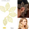 Ear Cuff Ear Cuff Delysia King Fashionable Womens Exaggeration Leaf Ear Clip Cute Perforated Hollow Earrings Y240326