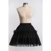 Misshow – jupe Lolita à bords en dentelle, jupon uni, blanc et noir, cerceaux bouffants, pour fête, danse, Tutu, robe courte, sous-jupe