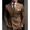 Wysokiej jakości brązowe garnitury męskie podwójnie piersi na zamówienie Ed Lapel Formal Blezer Slim Fit 2 -Eup Kurtka Y240311