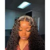 4x4 Closure Curly Lace 흑인 여성을위한 컬리 레이스 전선 Glueless 사전 뽑은 딥파 페르피아 처녀 습식 및 물결 모양의 인간 머리 가발이 1550% 밀도