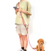 リーシュは多機能クロスボディペットリーシュ犬ウォーキングランニングトレーニングハーネスをリードして肩をかけ、無料のダブルヘッドロープをリードします