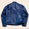Marque de luxe Aviator Homme Veste Moto Printemps Casual Cuir De Vachette Manteau Hommes Bleu Chaqueta De Los Hombres Hommes Streetwear E58m #