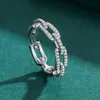 Bandringen 925 sterling zilveren geometrische zirconia stapelbare ring geschikt voor dames modieus platina gegalvaniseerd merk feestsieraden accessoires J24032