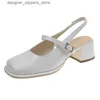 Slippers 2024 Summers Women Sandals schoenen mode elegante ondiepe dikke hiel schoenen dames comfort street style mary jane schoenen Q240326