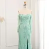 Shoulder Sharon Sage Said Elegant Off Green Mermaid Evening Dresses For Women Wedding Side Slit Long Formal Party Gowns Ss175 mal