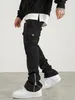 Zipper Design Mens Corduroy Cargo Pants With Flap Pockets Comfy Trendy Trousers 240315