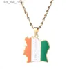 Pendentif colliers acier inoxydable côte d'ivoire carte drapeau pendentif collier côte d'ivoire bijouxC24326