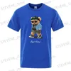 Men's T-Shirts Summer Casual T Shirt Get Mad Bad Mood Walking Silent Teddy Bear Short Slve Mens T-shirt Hip Hop Tops Loose Oversized Men Ts T240325