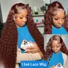 30 36 Inch HD Chocolate Brown Colored 13x4 Deep Wave Lace Front Human Hair Wigs 13x6 Curly Frontal Wig 250% Brazilain for Women