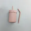 Baby Silikone Sippy Cup z rozlewem słomy Proof wodny kubki na wycieki maluchów dziecięcych kubek