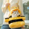 Strollers Cute 3D Bee Bear Cat Carrier Bag Autumn Winter Warm Windproof Cat Outing Crossbody Shoulder Bag Portable Pets Travel Supplies